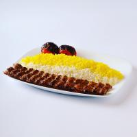چلو کباب کوبیده دو سیخ