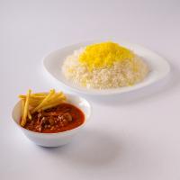 چلو خورشت قیمه سیب زمینی کوچک