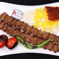 چلو کباب کوبیده دو سیخ