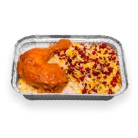 زرشک پلو با مرغ ران سرخ شده اقتصادی