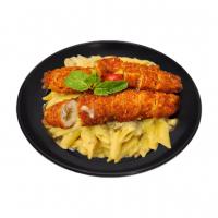 پاستا آلفردو با فیله مرغ سوخاری