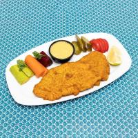 خوراک شنیسل مرغ با سبزیجات