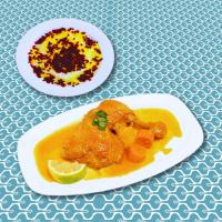 زرشک پلو با ران مرغ سس پز