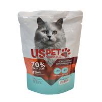 پوچ گربه بالغ US PET با طعم ماهی سالمون و شترمرغ در سس – 100 گرم