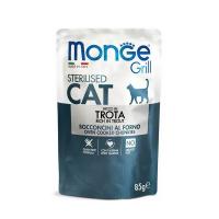 پوچ گربه عقیم شده مونژه Monge Grill با طعم قزلآلا 85 گرمی
