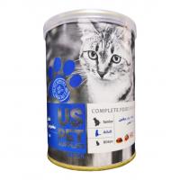 کنسرو گربه US PET طعم مرغ و بوقلمون 400 گرم