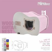 لانه چوبی طرح گیتار سگ و گربه نیناپت طوسی کد 1020