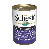 کنسرو گربه Schesir ماهی تن و گوشت گوساله در ژله 140 گرم