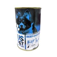 کنسرو پته سگ یو اس پت - USPET طعم گوشت گاو و گوزن و سیب 400 گرم