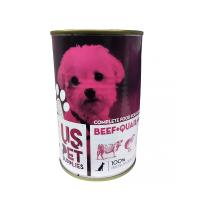 کنسرو پته توله سگ یو اس پت طعم گوشت گاو و بلدرچین و شیر 400 گرم