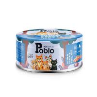 کنسرو پته گربه پابلو طعم مرغ و ماهی سالمون با گوشت گاو 200 گرم