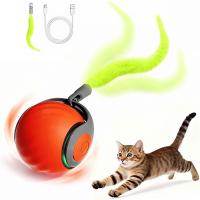 اسباب بازی توپ گربه هوشمند شارژی مدل Smart Rolling Ball با دم پر