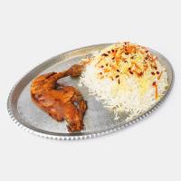 زرشک پلو با مرغ سرخ شده (ران)