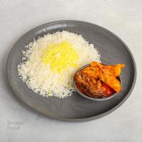 چلو خورشت غوره بادمجان با مرغ