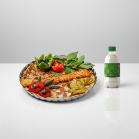 خوراک جوجه کباب زعفرانی + دوغ بطری