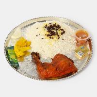 زرشک پلو با مرغ سرخ شده (ران)