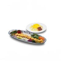 چلو جوجه کباب زعفرانی بی استخوان (ران یا سینه)