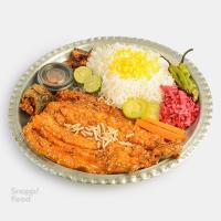 چلو ماهی قزل آلا سرخ شده