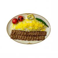 چلو کباب کوبیده (دو سیخ)