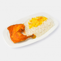 چلو مرغ سرخ شده مخصوص (ران)