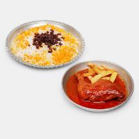 کشمش پلو با مرغ ربی