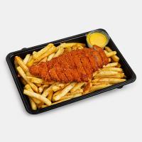 شنیسل مرغ سوخاری با سیب زمینی