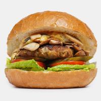 ساندویچ همبرگر دستی باقارچ و پنیر