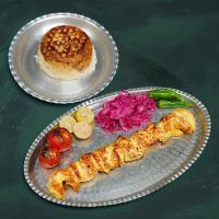 چلو جوجه کباب زعفرانی یک سیخ