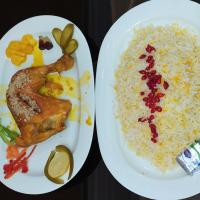 پلو مرغ سرخ شده زعفرانی