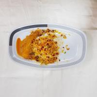 زرشک پلو با مرغ سس پز (ران)