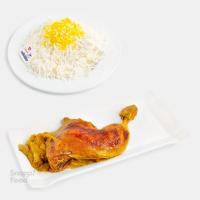 چلو مرغ سرخ شده (ران)