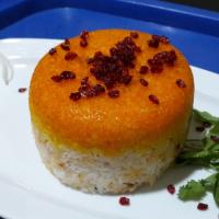 ته چین مرغ سرخ شده و بادمجان (ران)