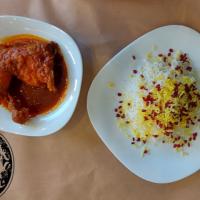 زرشک پلو با مرغ سس پز (ران)