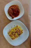 ته چین با ران مرغ سس پز