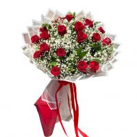 دسته گل رز قرمز و عروس شماره ۲