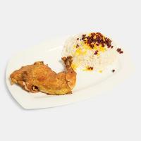 زرشک پلو با مرغ سرخ شده (ران)