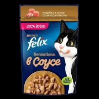 پوچ گربه فلیکس با طعم بوقلمون و بیکن