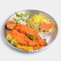 شوید پلو با ماهی قزل آلا سرخ شده