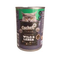 کنسرو گربه بالغ با طعم شکار و جگر برند Cachet کچت 415 گرمی
