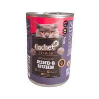 کنسرو گربه بالغ با طعم مرغ و گوشت گاوژله ایCachetکچت 415 گرمی