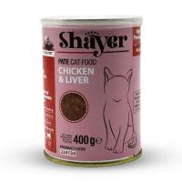 کنسرو گربه بالغ مدل پته طعم مرغ و جگر برند Shayer شایر 400 گرمی