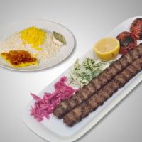چلو کباب کوبیده دو سیخ