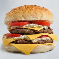 ساندویچ چیز برگر دوبل نان گرد