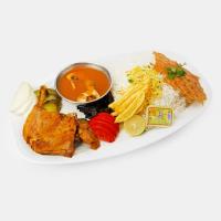 چلو ران مرغ سرخ شده