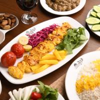 چلو جوجه کباب زعفرانی یک سیخ