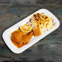 زرشک پلو با مرغ سس پز صدر