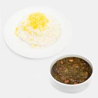 چلو خورشت قورمه سبزی برنج ایرانی