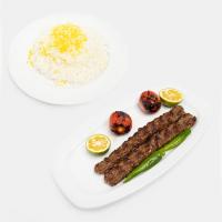 چلو کباب کوبیده معمولی دو سیخ (100 گرمی)