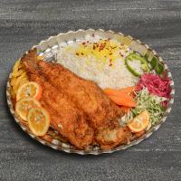 چلو ماهی قزل آلا سرخ شده