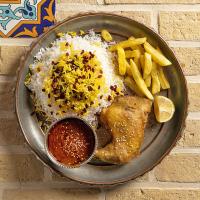 زرشک پلو با مرغ ران اقتصادی